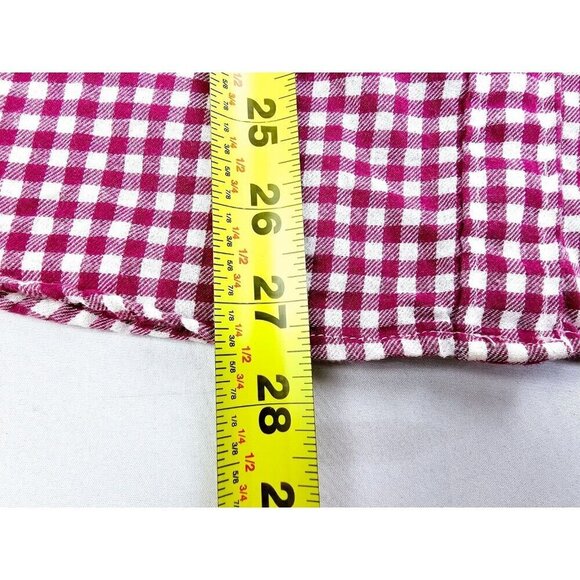 Uniqlo Size Large Womens Red White Check Flannel Long Sleeve Cotton Pocket Shirt - Picture 8 of 10